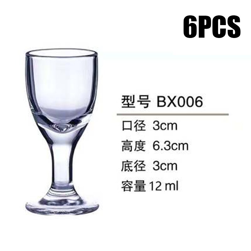 6 st genomskinligt snapsglas kopp glas hög sprit vitvin glas kopp fest dricka tjock botten kopp hushåll: 12 ml 006