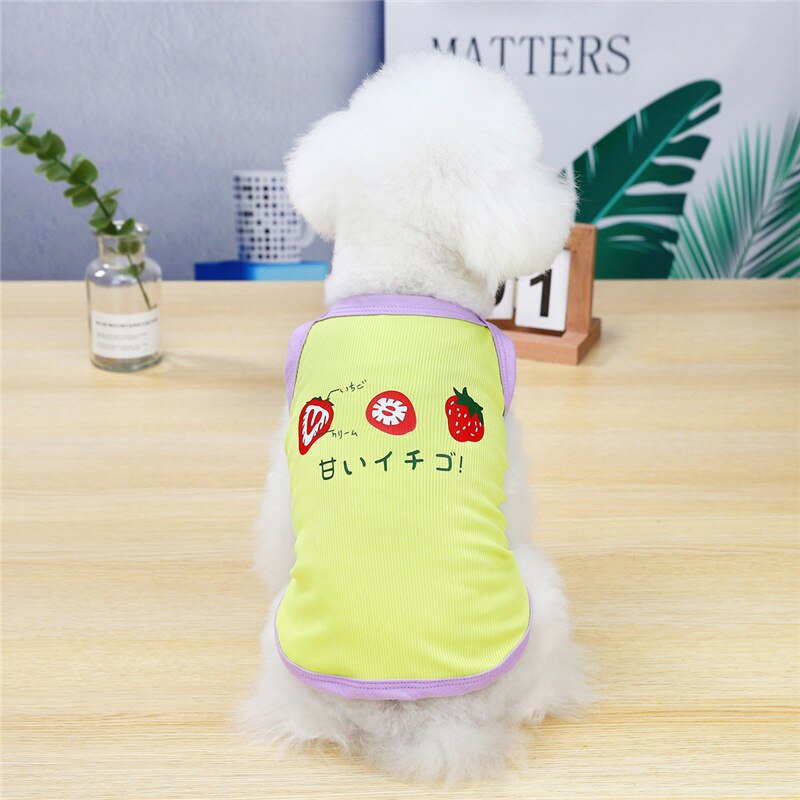 Summer Dog Clothes for Small Dogs French Bulldog Kawaii Luxury Cute Dog Clothes Vest Shirt Puppy Pomeranian Chihuahua: Yellow / XL
