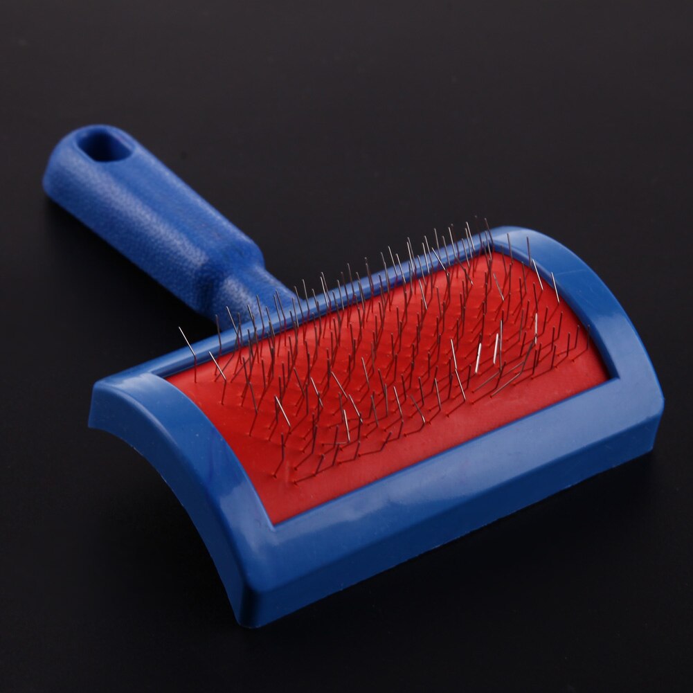Profissional filhote de cachorro gato cão cabelo grooming slicker cão pente gilling escova de agulha de aço ferramenta limpa azul acessórios para animais estimação