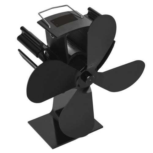 Large Airflow 4-Blade Stove Fan Digital Temperature Display Winter Thermal Fireplace Stove Fireplace Fan Fireplace Parts: Default Title
