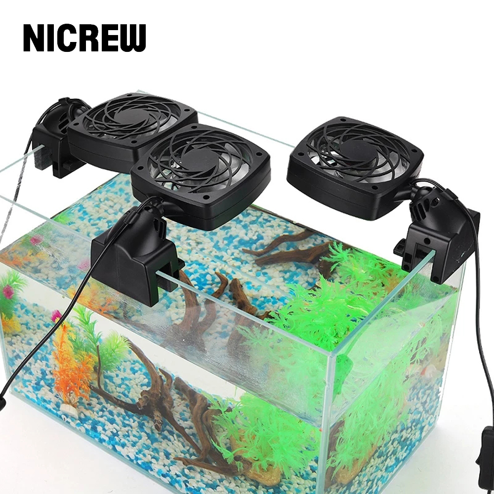 NICREW – ventilateur d'aquarium 360-110 V, contrôle automatique de la température, système de refroidissement à eau rotatif 240 degrés, silencieux, détachable