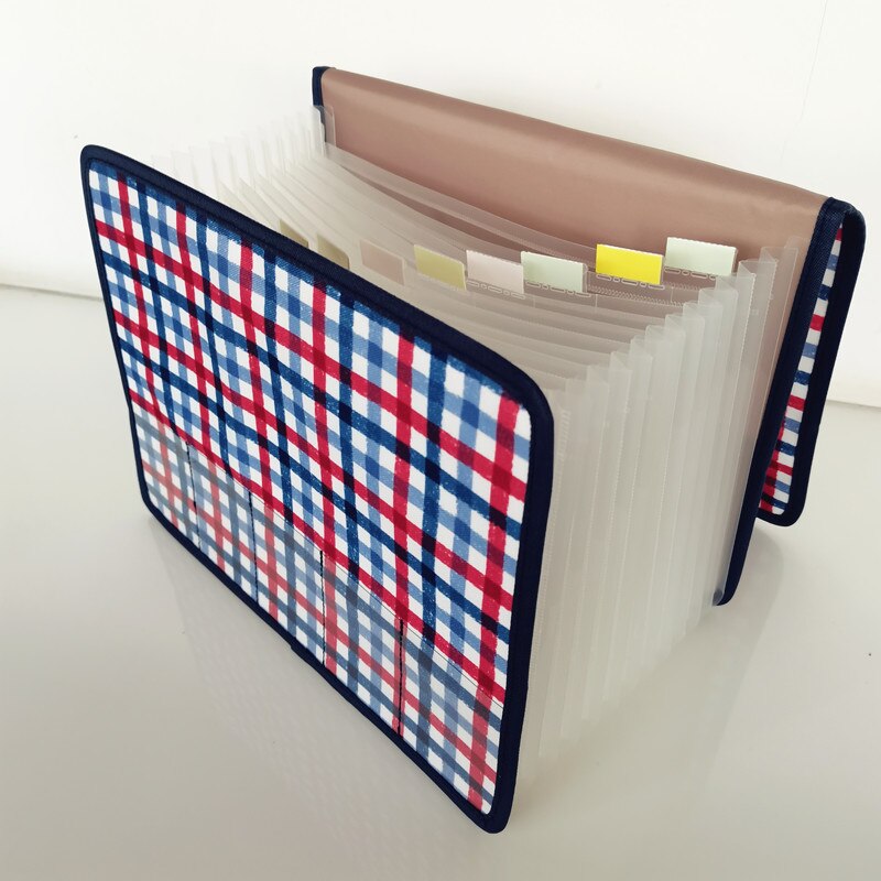 Arkivpose sød bærbar ekspanderende taske harmonika 12 lommer  a4 filmappe oxford ekspanderende dokumentmappe: Rødblå