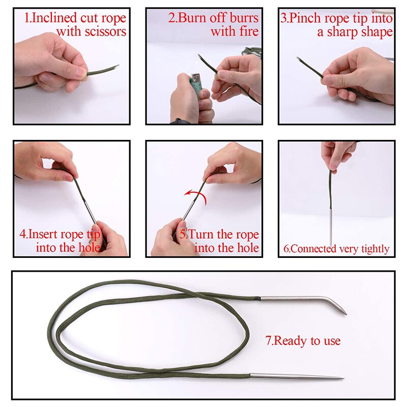 9pcs Paracord Stitching Set Paracord Stainless Steel Lace Stitches And Smoothing Tools Bracelet Flattener Knitting Needles DIY