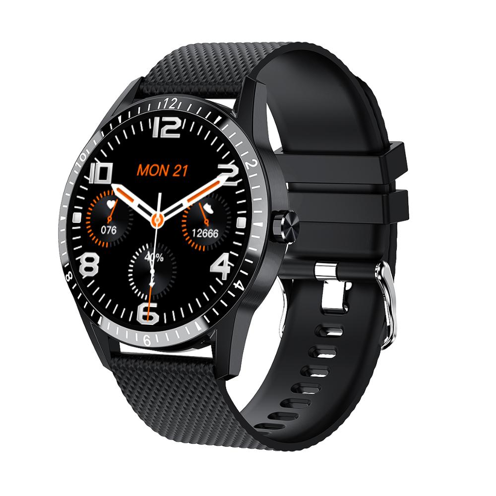 Montre connectée Y20 pour hommes, entièrement tactile, prise en charge des appels Bluetooth, moniteur de fréquence cardiaque, pour téléphone Android IOS PK G20: Black Silica