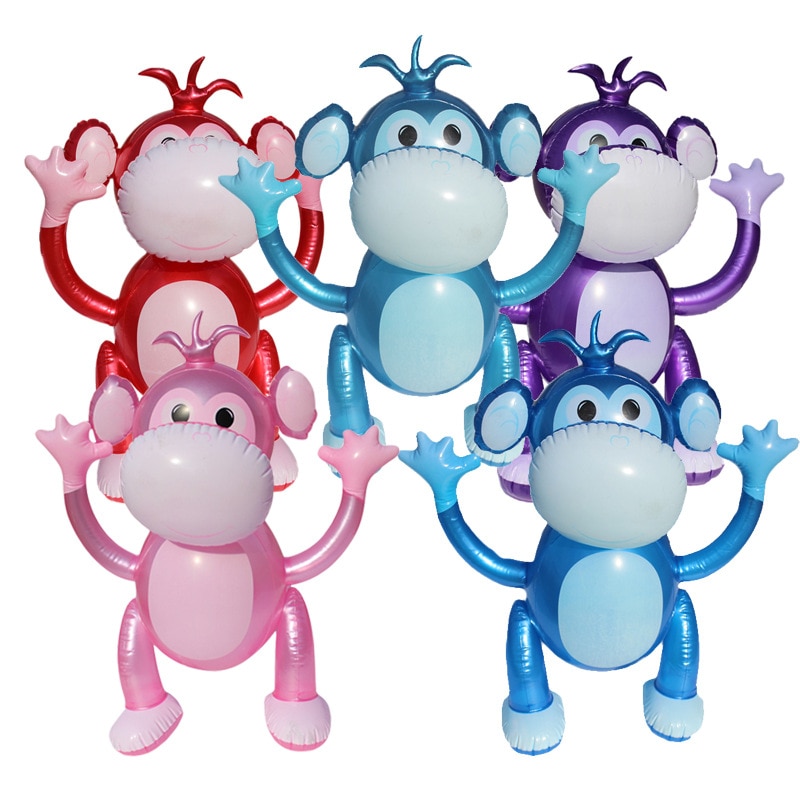 Cartoon Cute Monkey Model Inflatable Colorful Hands-Up Game Props Simulation Animals Kindergarten Activity Decor Accessories