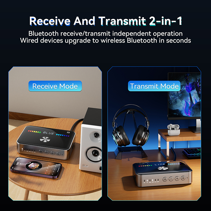 Transmisor receptor de Audio NFC Bluetooth 5,3, convertidor DAC óptico Coaxial AUX RCA de 3,5 MM, adaptador inalámbrico para TV, PC, altavoz para coche