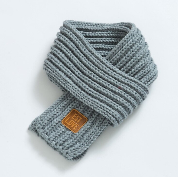 Winter warme baby gebreide sjaal kinderen jongens meisjes breien effen sjaal halskraagwarmer sjaals accessoires: Lichtgrijs