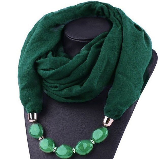 Collier de bijouterie décoratif multi-style | Collier en résine de perles, pendentif écharpe pour femmes, foulards de tête Hijab en coton lin doux, Echarpe # YJ Femme