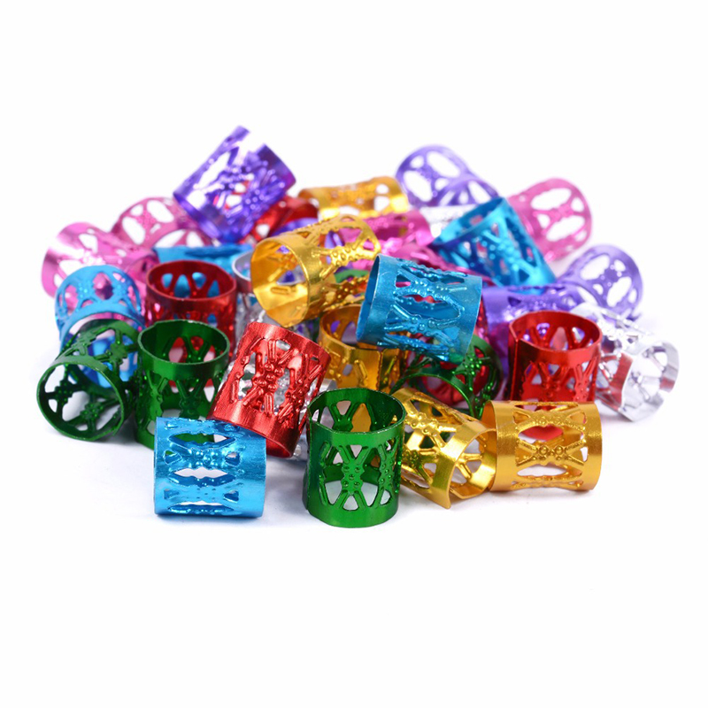 Anillos de oro y plata para trenzas, joyería para trenzas, cuentas de tubo de Rastas, puños trenzados ajustables, estilo de cabello hueco, 90 piezas, 30 piezas: plum