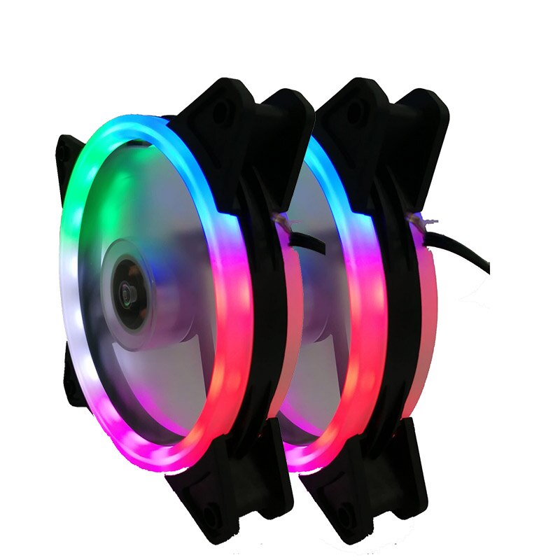 2 Pcs Computer Fan 120 Mm Cpu Led Fan Pc Fan 11 Blades 4 Kleur Of 5 Kleur Water Koeler 120 Mm Pc Fan Koeler Dubbele Cirkel Led Fan: 5color