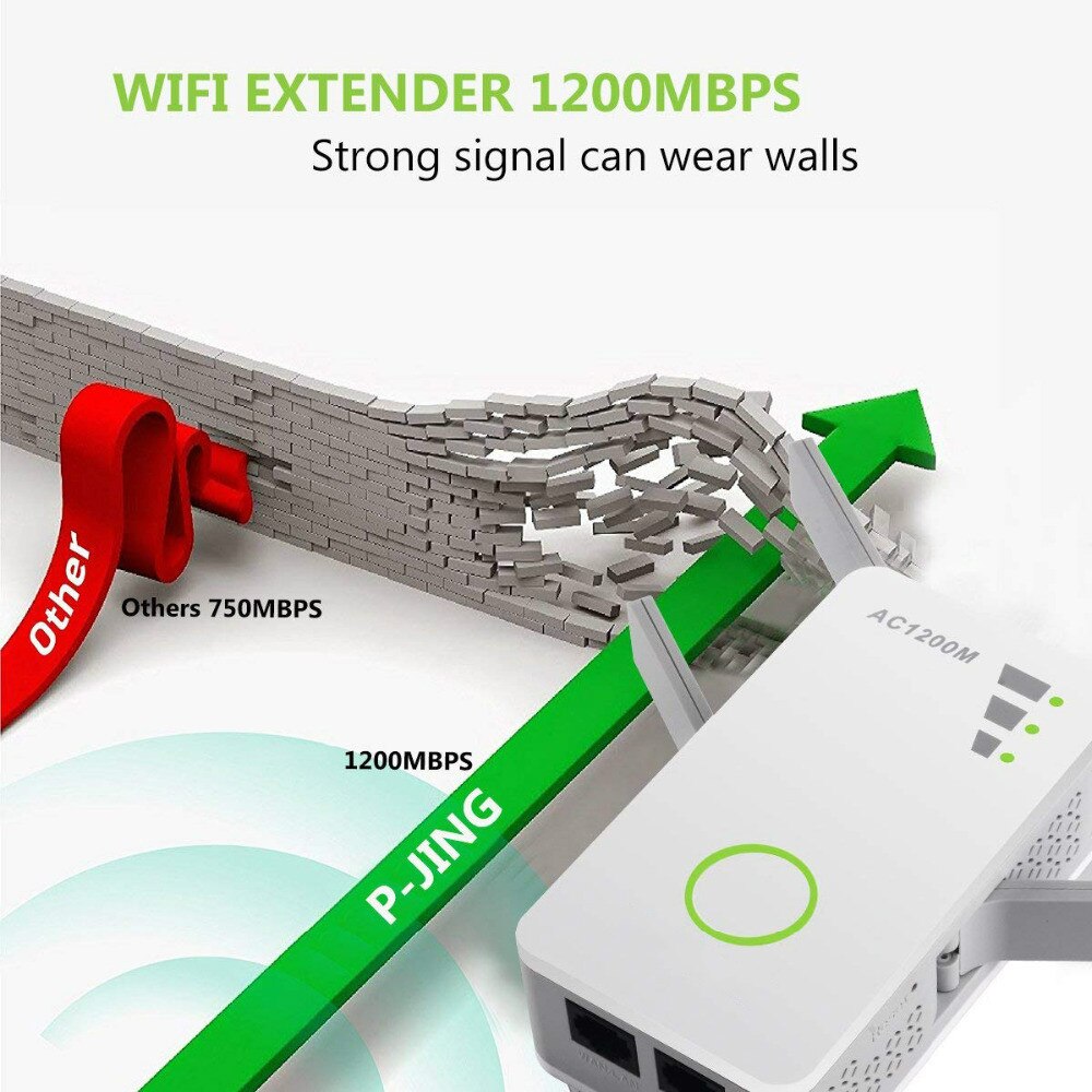 1200Mbps WiFi Repeater Network Wifi Range Extender High Speed Wi-Fi 4 External Antennas EU/US/UK/AU Plug
