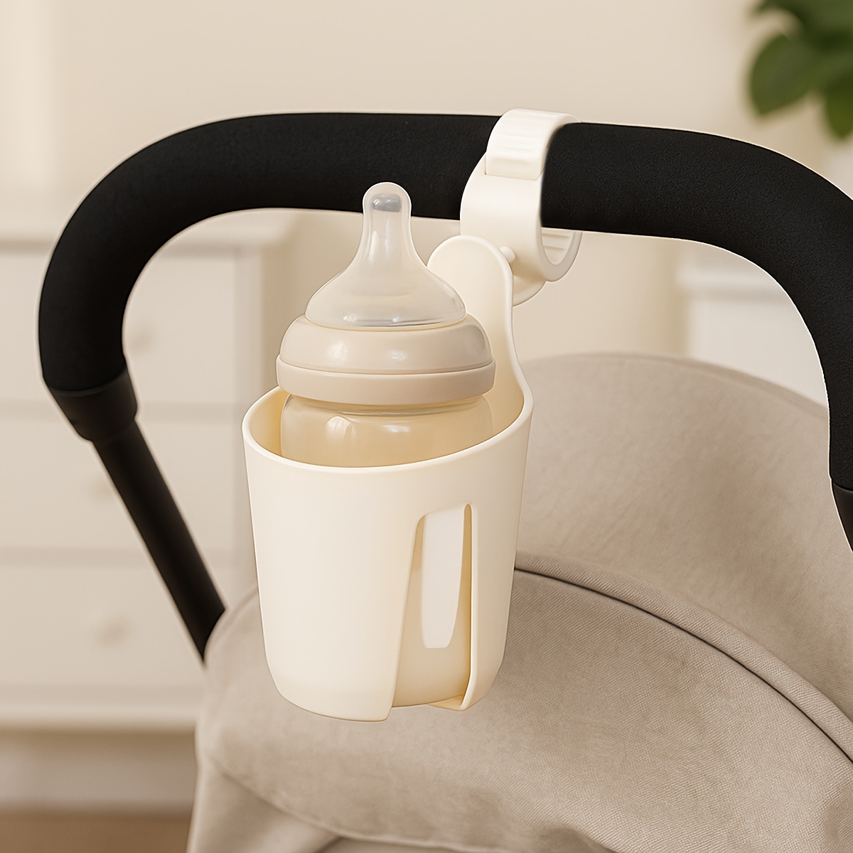 Multifunctionele elastische flessenhouder met 2-in-1 telefoonbekerhouder, draagbaar kinderwagenaccessoire, kinderwagenaccessoire