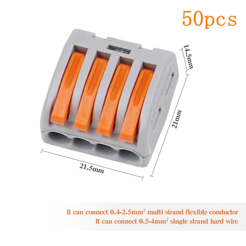 75pcs Electrical Wire Connector Terminals Universal Fast Terminal Household For Connection Wire Lamp Wiring Terminal Connection: 50PCS T214