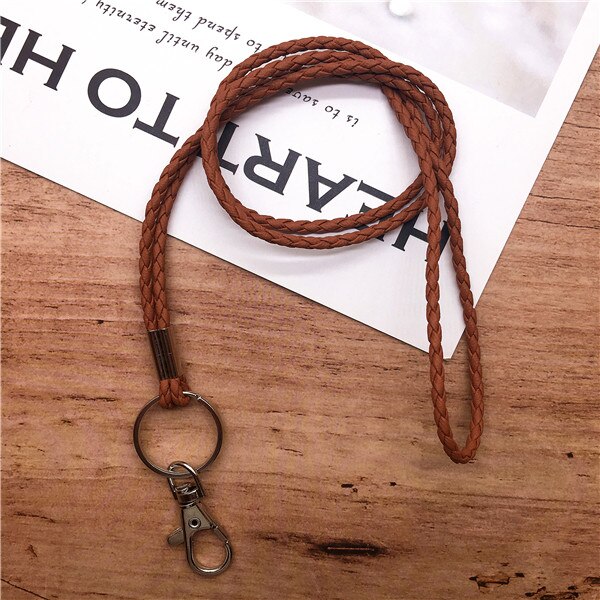 10pcs/lot Neck Lanyard Braided Necklace String Strap for Student Staff Work Card Holder USB Holder ID Pass Card Badge Holder: brown 05 10pcs