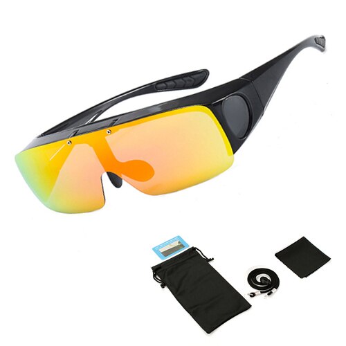 Fit Über Sonnenbrille Polarisierte Linsen Männer Frauen Angeln Sonnenbrille Abdeckung Für Myopie Gläser Goggles Sport Brillen: orange with bag