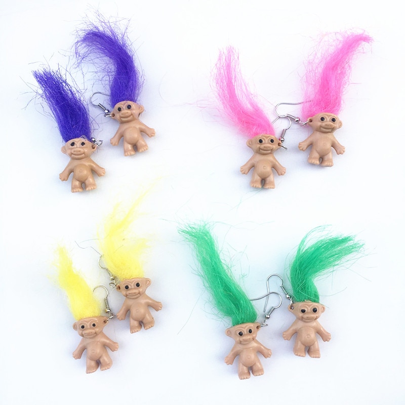 4 # Unieke Cool Brandende Haar Oorbellen Voor Vrouwen Meisjes Retro Nostalgische Lelijke Schattige Pop Oorbellen Punk Overdreven Creatieve Sieraden