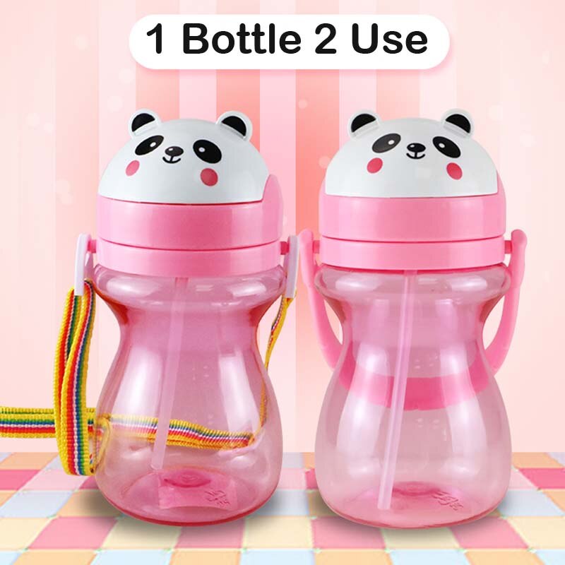 Cartoon dier baby waterfles kinderfles met rietje kinderdrinkfles rietje fles met handvat beker lekvrij