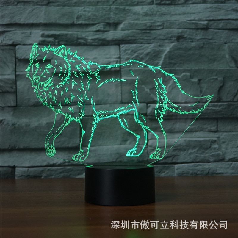 Wolf Model 3D LED Light Hologram Illusions 7 Colors Change Decor Lamp Best Night Light for Home Deco 015