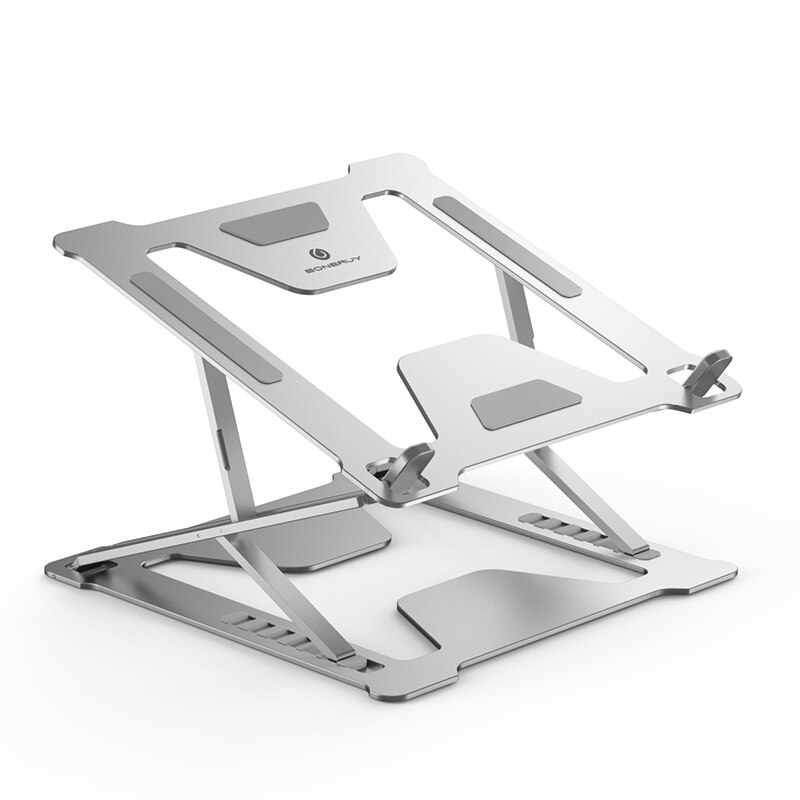 10-17inch Laptop Holder for MacBook Air Pro Notebook Laptop Stand Bracket Foldable Aluminium Alloy Laptop Holder for PC Notebook: Silver