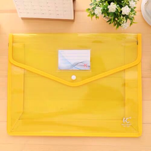 Transparent Big Capacity A4 File Folder Business Briefcase Document Paper Storage Bag Desktop Organizer Stationery: yellow