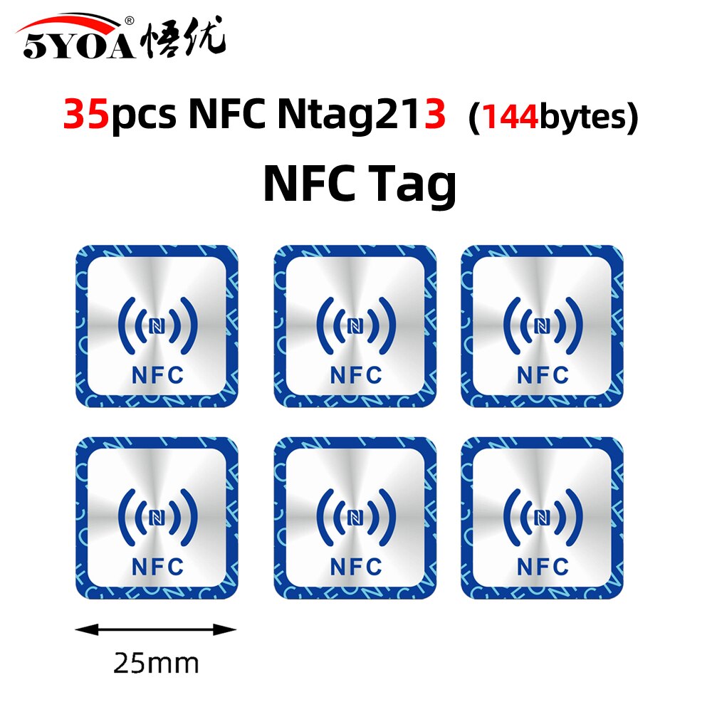 80 sztuk/35/25/18 NFC etykiety 25mm naklejki NFC protokołu 13.56MHz ISO14443A uniwersalny zawieszki RFID telefony NFC etykietka NFC odznaki