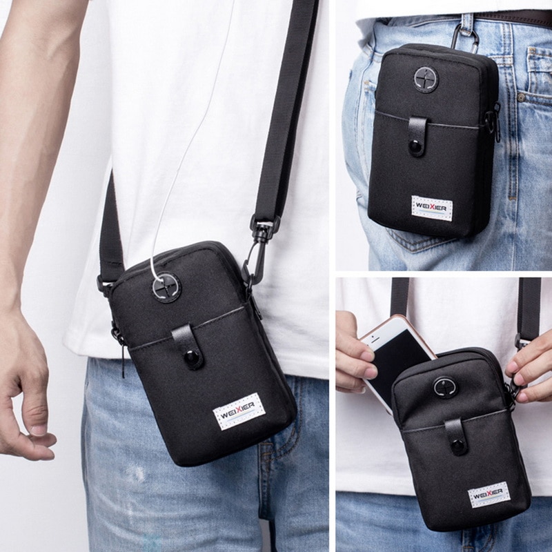 Mannen Casual Outdoor Crossbody Schouder Mobiele Telefoon Zak Reizen Multifunctionele Portemonnee Mode Telefoon Borst Zakken