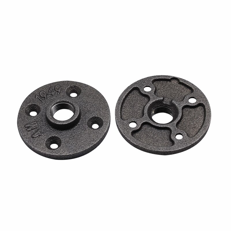 1pcs 1/2 "3/4" Black Decoratieve Gietijzer Vloer/Muur Flens Smeedbaar Gietijzer Buisleidingen Bsp Schroefdraad gat