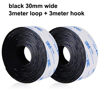 3Meter 16-100Mm Zelfklevende Klittenbandsluiting Tape Nylon Sticker Haak Lus Strips Fastener Met lijm Diy Accessoires: Black 30mm