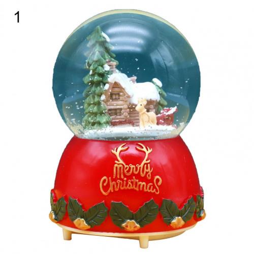 Desktop Decor Nette 3D Cartoon Weihnachten Musik Box Ornament Schöne Glas Schneekugel mit Bunte Beleuchtung Mädchen:  L 1