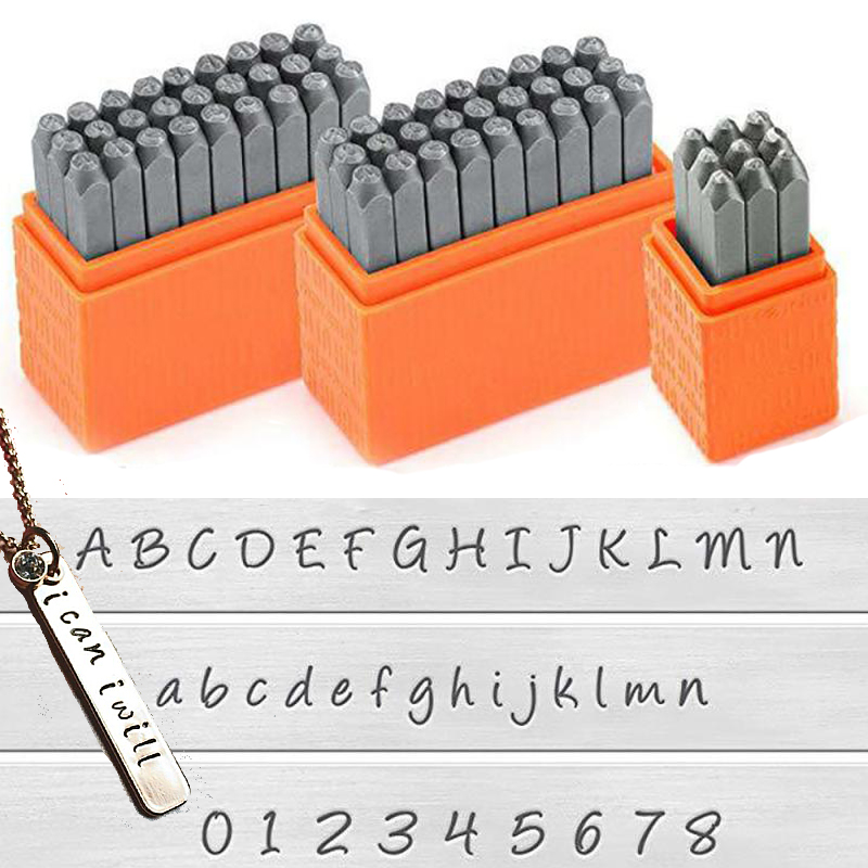 3mm Letter Number Logo Stamp Metal Stamping Punch Set Steel Stamp Logo Name Metal Stamping Tools for Leahter Metal Jewelry