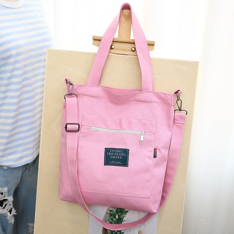 Sac à épaule toile souple pour femmes, sacoche à lettre souple pour étudiantes, sacs d'école pour filles,: Rose