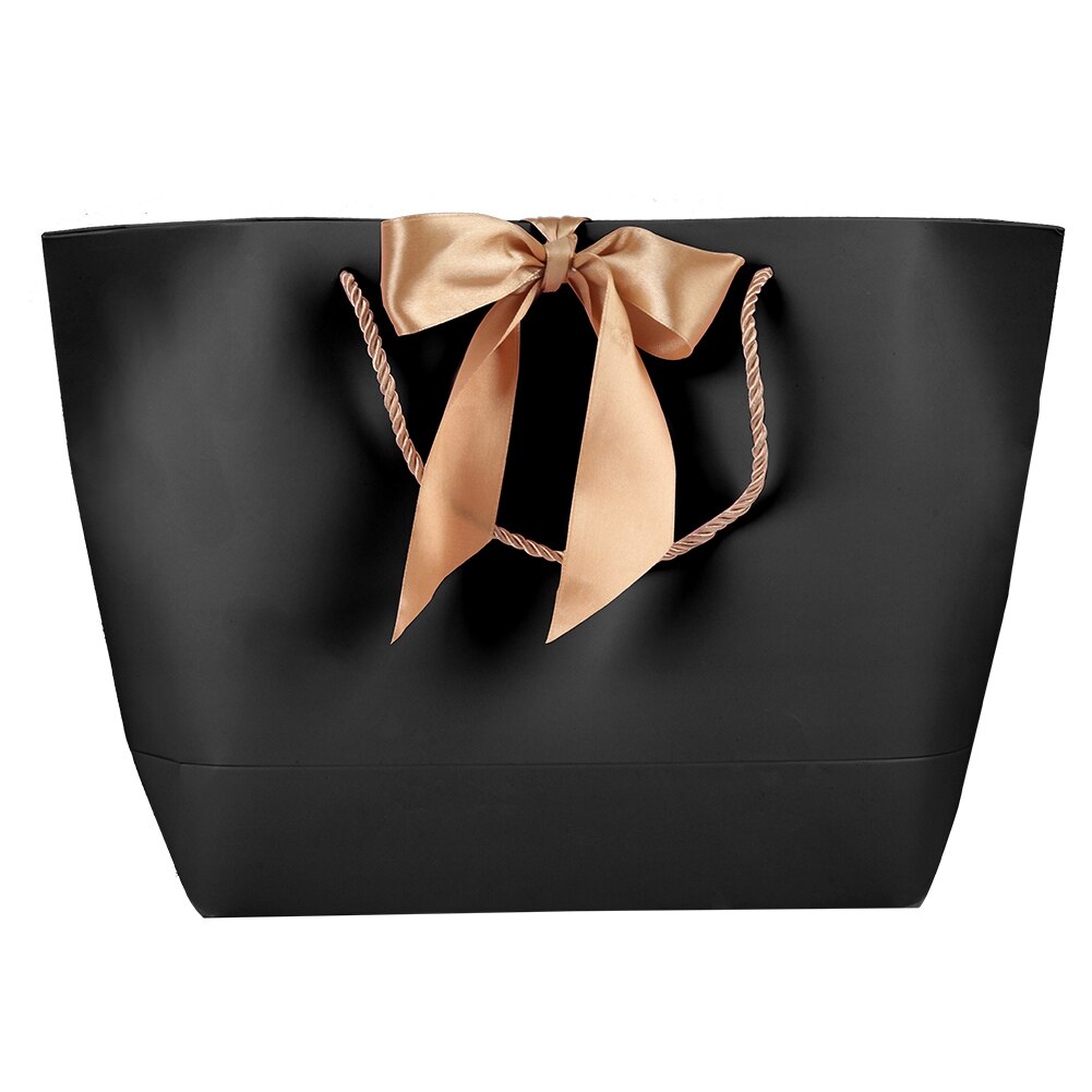 10 Stks/partij Bags Met Handvatten Multifunctionele High-End Black Paper Bags Recyclebaar Party Wedding Candy Cookies Bags