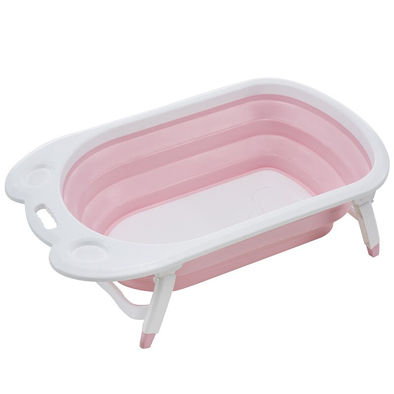 Baby Bath Tub Folding Tub Baby Can Sit Lie Newborn Baby Supplies Thickening Large Household Baby Newborn Products Free Shiping: PINK A