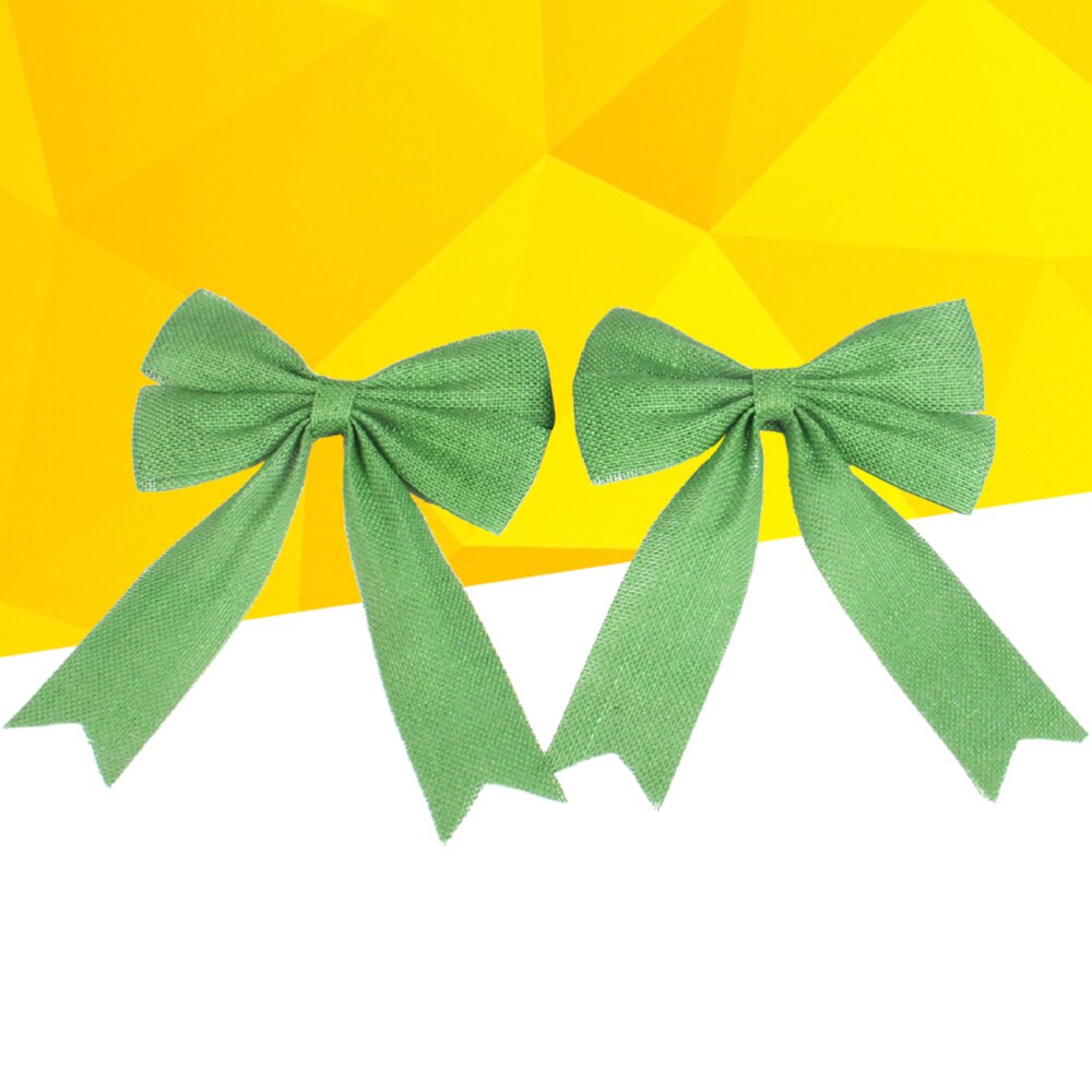 Lazos de arpillera con lazo para decoración, lazos de yute arpillera, adornos para manualidades DIY, decoración de de Bodas de Navidad (verde), 2 uds.