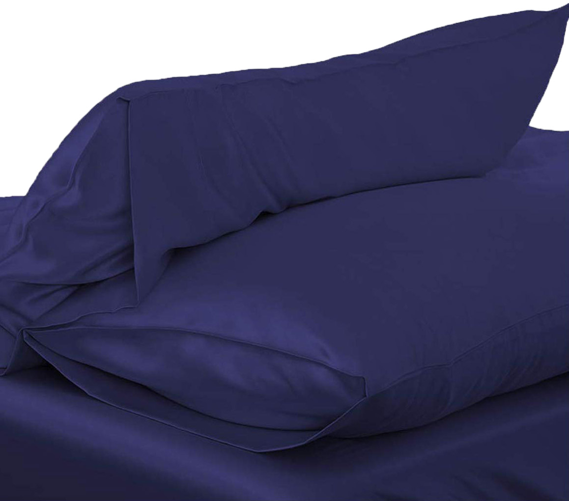 1pc 51*76cm luksus silkeagtigt satin pudebetræk pudebetræk ensfarvet standard pudebetræk baby sengetøj: Blå