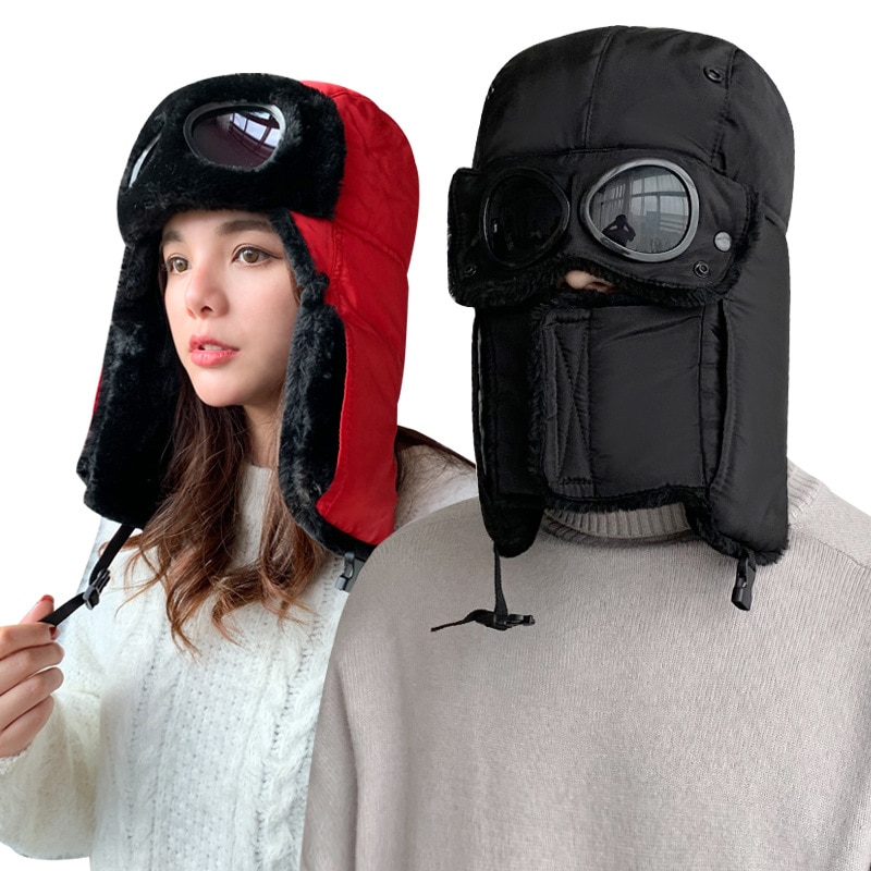 Gorros negros de invierno para hombres, mujeres y niños, gorro impermeable de lana gruesa de poliéster, ideal para esquiar al aire libre,