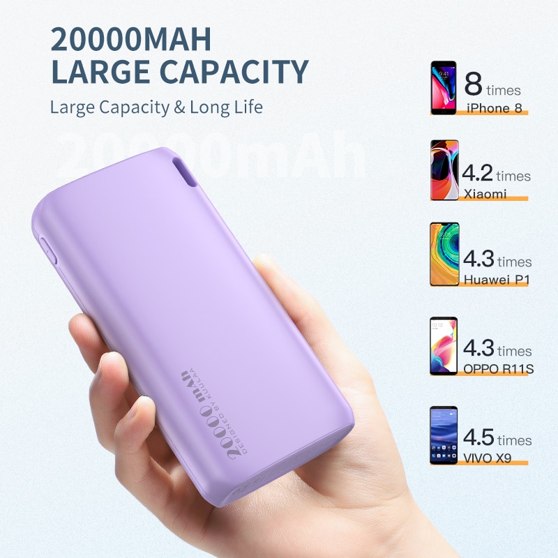 KUULAA – Chargeur externe de batterie de téléphone 20000 mAh pour Xiaomi Mi, powerbank portatif