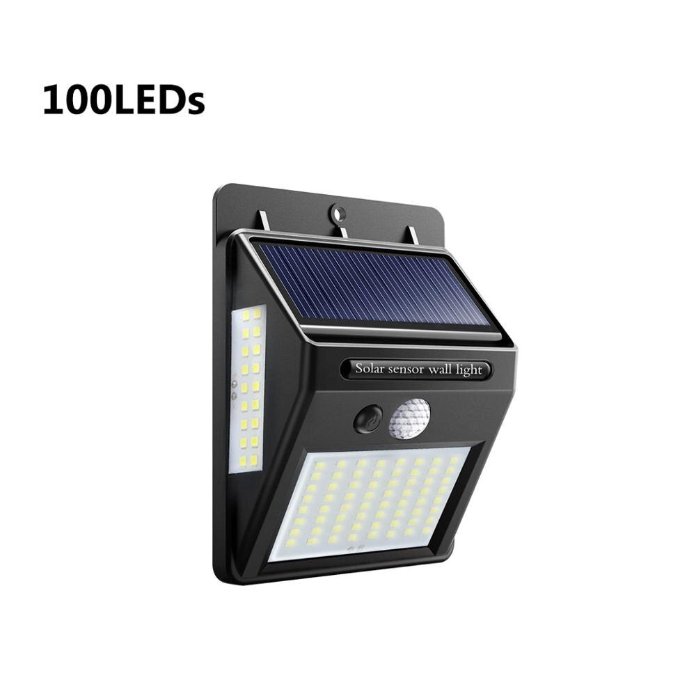 Solar Power Garden Path light PIR Motion Sensor LED Solar lamp Yard Outdoor Pathway Security Wall lights Rechargeable lamp: 100leds
