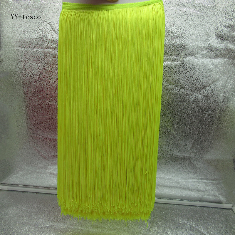Yy-tesco 1 metrów 100 CM długi koronki Fringe wykończenia poliester Tassel Fringe przycinanie Latin sukienka etap ubrania akcesoria taśma koronkowa: Fluorescent yellow
