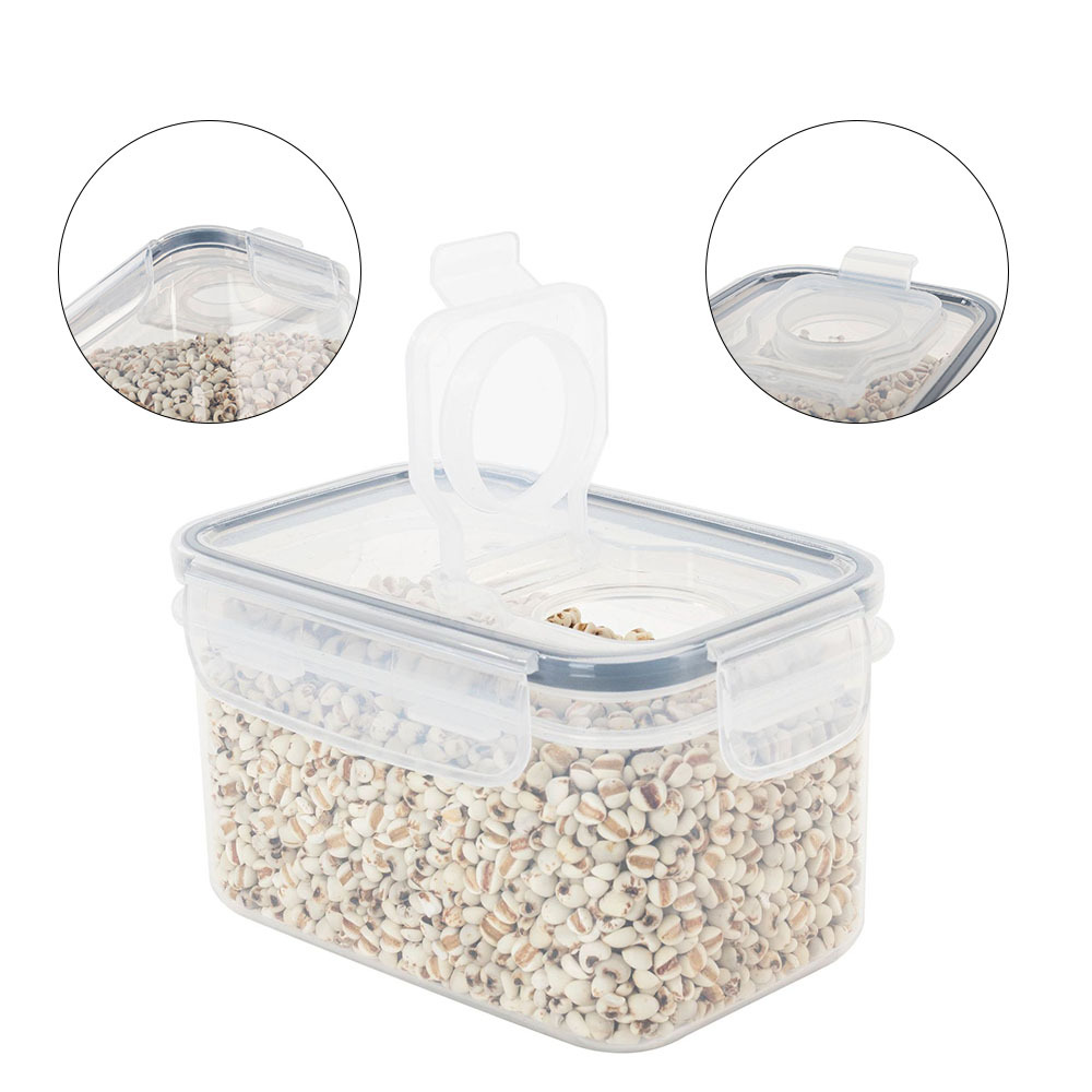Transparent Rectangular Rice Bucket Sealed Dustproof Grain Storage Tank for Kitchen