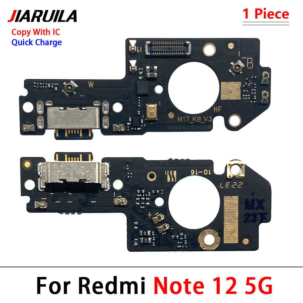 USB Charger Charging Port Dock Connector Microphone Flex Cable For Xiaomi Redmi 12C Note 12 4G 13 Pro Plus 5G 12s Fast charging: grey