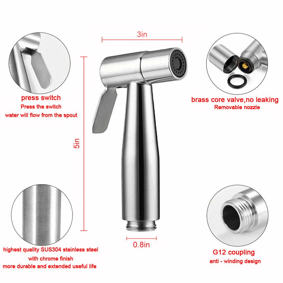 Ttlife Wc Bidet Douche Spray Moslim Shattaf Spuit Set Chroom Messing Douche Kit Bidets & Bidet Onderdelen Badkamer Armatuur