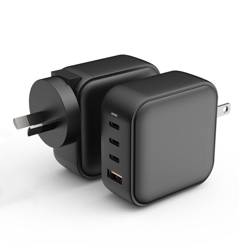 100W 4 Poort Gan USB-C PD3.0 Snelle Oplader Voor Macbook Pro/Air Iphone 13 Pro Max Dell Asus hp Samsung Note 20 Ultra S22 S21 + Pps: Black / AU Matte