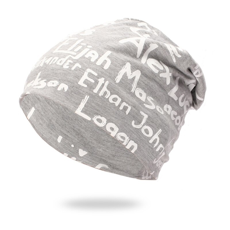 Gorro com letras, de malha, algodão, dobrável, para área externa