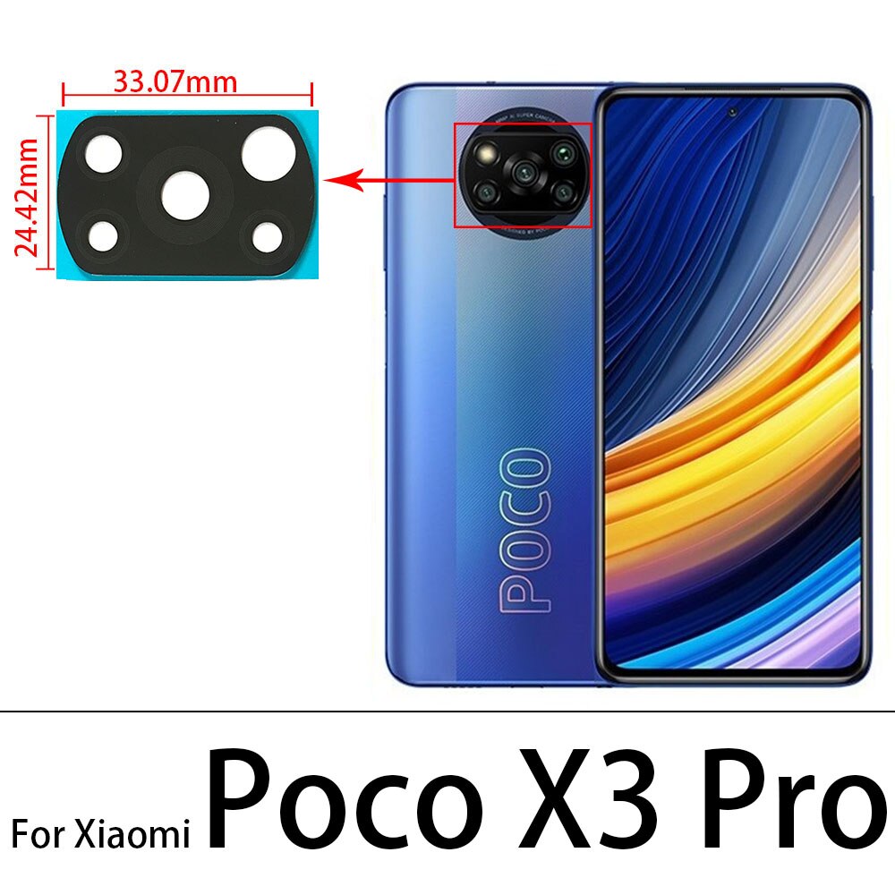 2 Stks/partij, camera Glas Lens Back Achteruitrijcamera Glas Lens Voor Xiaomi Poco M3 X3 F3 F2 F1 Pro Nfc Gt Met lijm: Poco X3 Pro