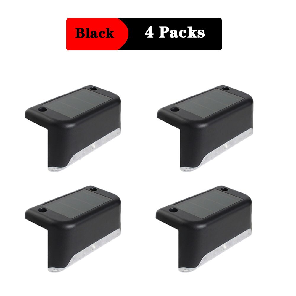 4/8 Packs LED Solar Deck Lights IP65 Waterproof Outdoor Garden Pathway Patio Stairs Steps Fence Lamps: 4pc Black / White light