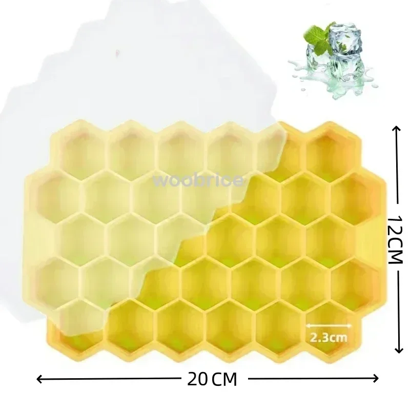 Isformer silikon honeycomb sekskantet mal isform gjenbrukbar bpa-fri gjør-det-selv isform isbitbrett: M / Gul
