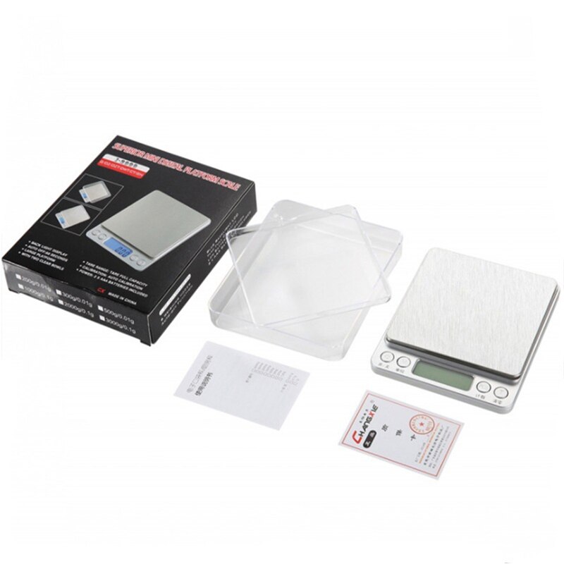 Kitchen Scale Stainless Steel Mini Scale 0.01g / 0.1g Precision LCD Electronic Scale 500G / 3000G Food Scale Gram Weight Scale