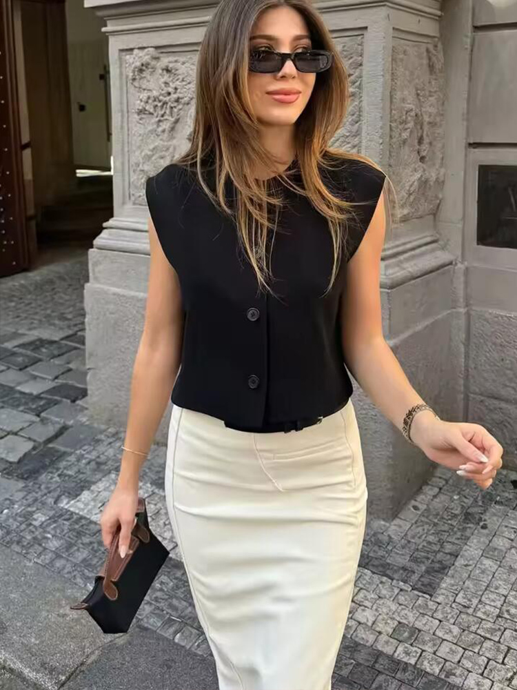 Chaleco Vintage sin mangas para mujer, chalecos holgados a la , abrigo sin mangas para mujer, prendas de vestir exteriores informales para mujer, ropa de calle básica, Tops