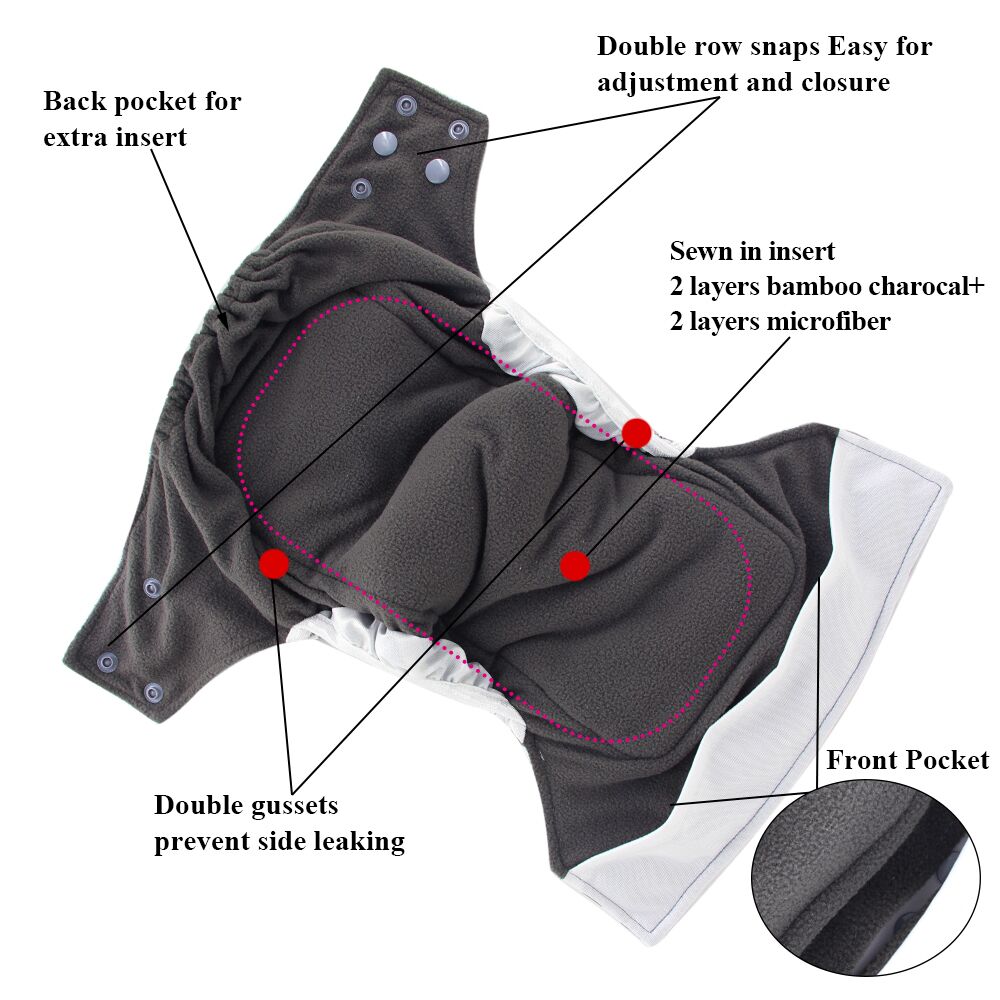 Ohbabyka AIO Cloth Diaper Cover Couche Lavable Bamboo Charcoal Washable Waterproof Newborn Baby Diapers Reusable Diaper Nappies
